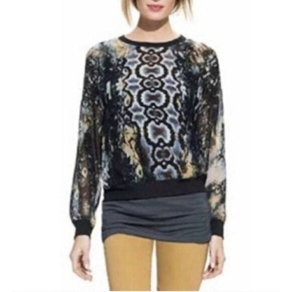 CAbi Snakeskin Python Dressed Up Sheer Top XS - Picture 2 of 6